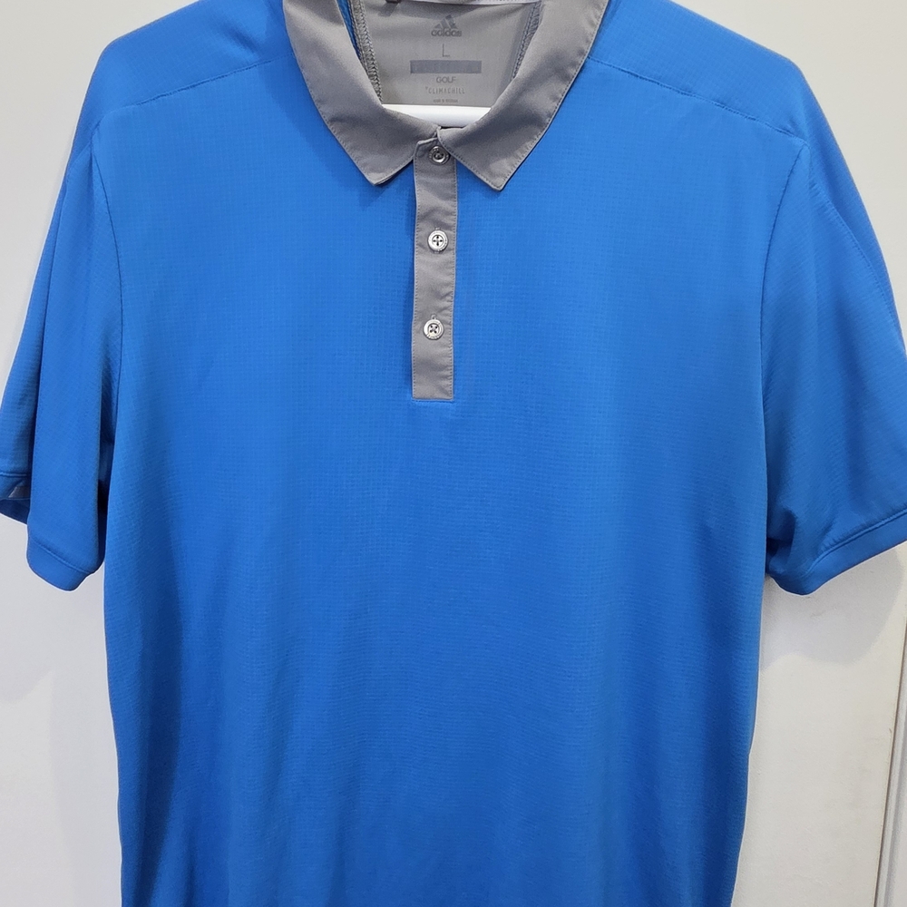 Adidas Men’s Blue Golf Polo with Gray Collar